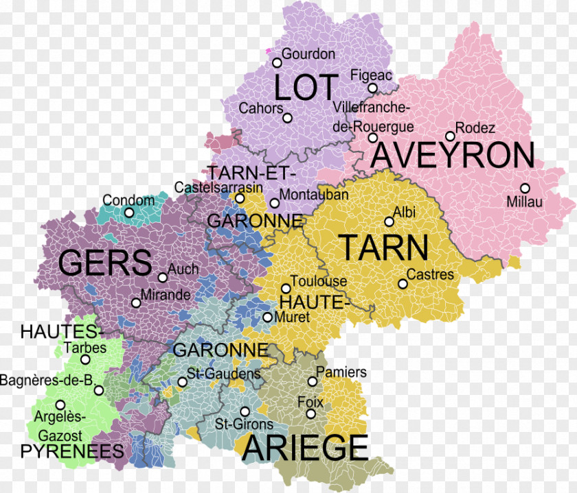 Map Toulouse Pyrenees Southern France Figeac PNG
