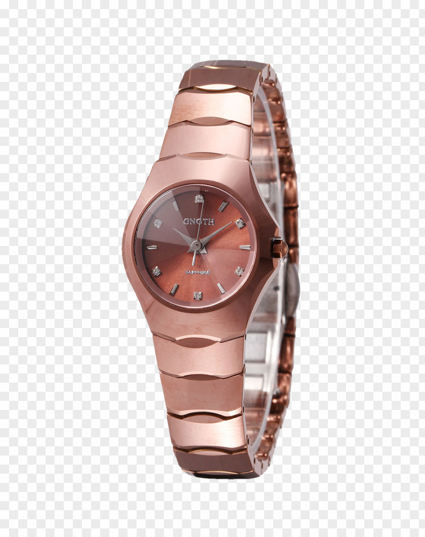 Ms. Geno Rose Gold Watch Omega SA Strap Czerwone Zu0142oto PNG