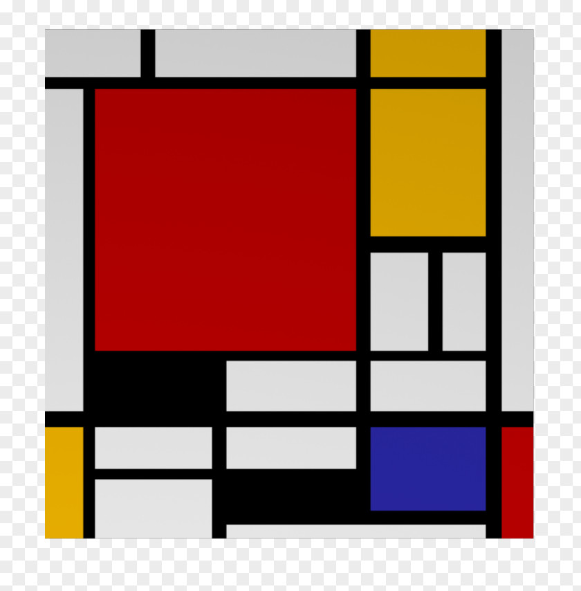 Painting Composition II In Red, Blue, And Yellow With Yellow, Black Yellow-Red-Blue De Stijl PNG