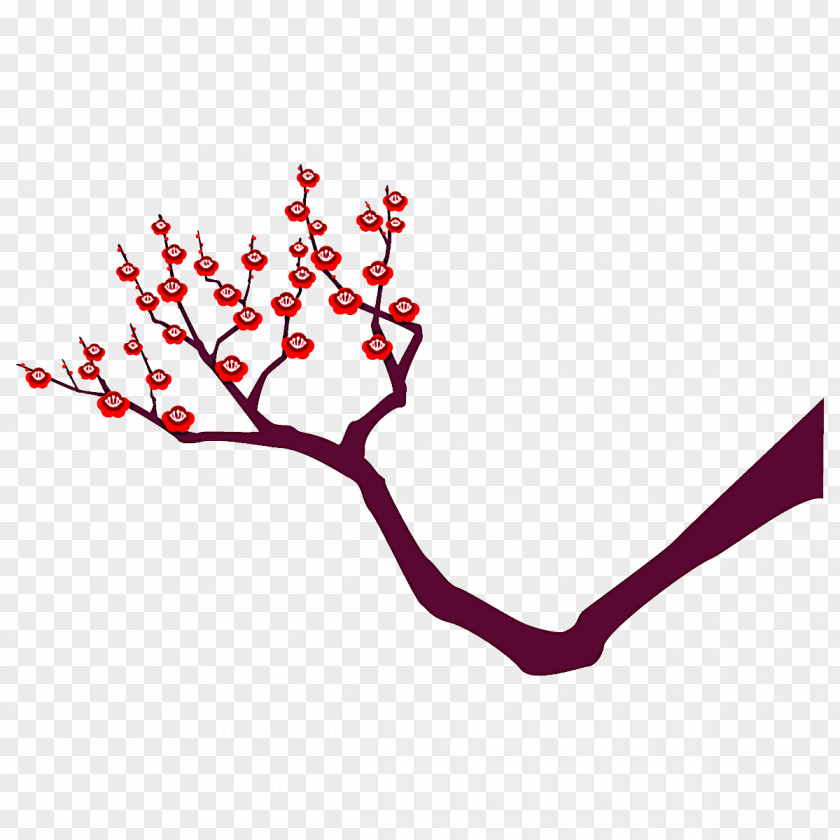 Plum Branch Winter Flower PNG