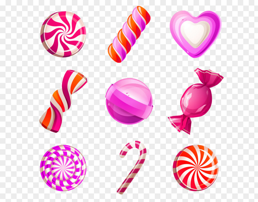 Hand-painted Candy Lollipop Cane Cotton Cupcake PNG