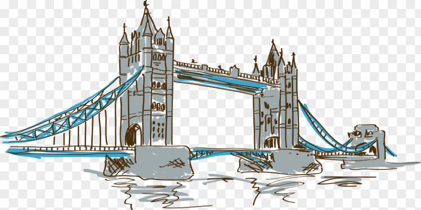 Hand-painted Tower Bridge London Of PNG