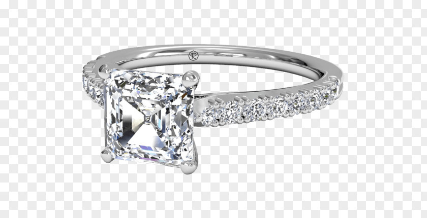Asscher Cut Twig Ring Diamond Engagement Solitaire PNG