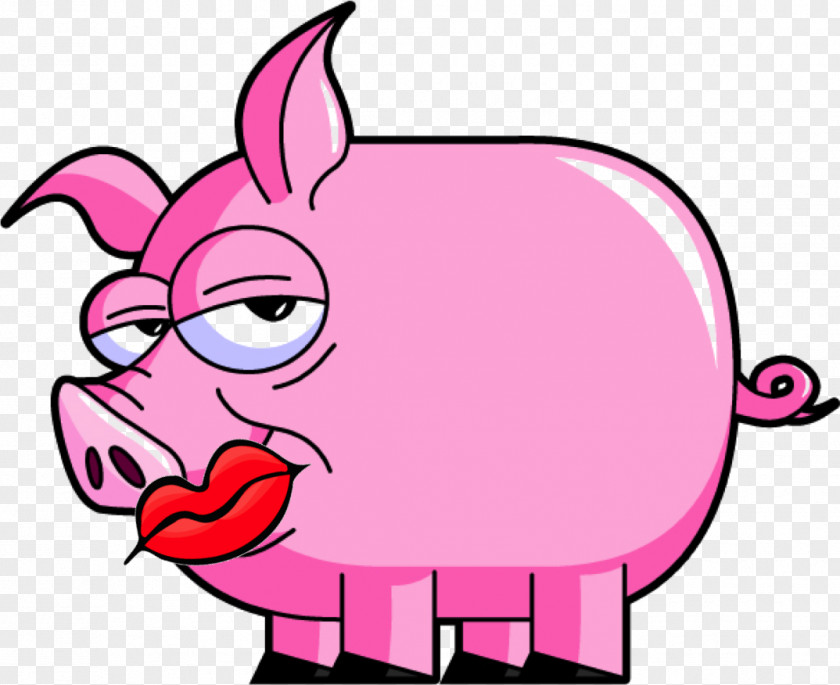 Cartoon Lipstick Pig Roast Porky Clip Art PNG