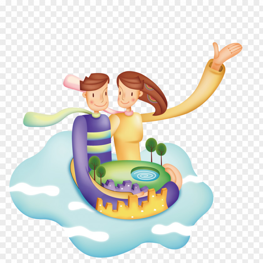 Couple Holding Cartoon Model Download Icon PNG