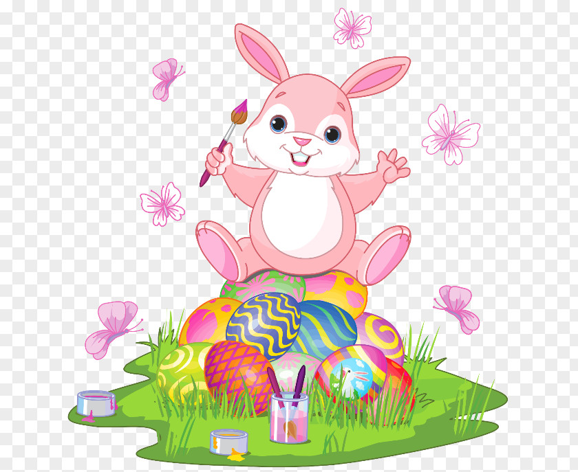 Easter Bunny With Eggs And Grass Clipart Picture Egg PNG
