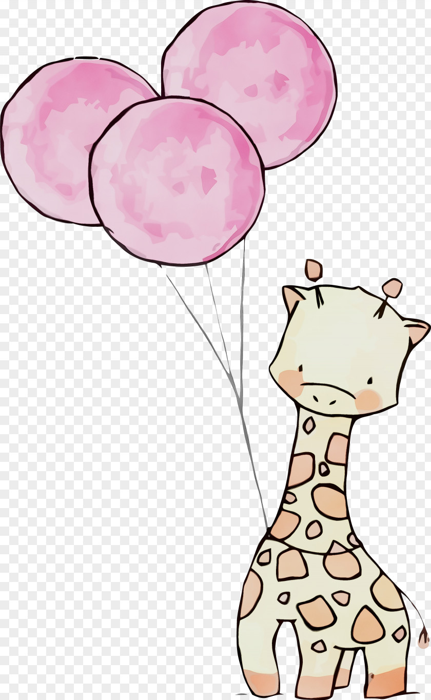 Line Art Cartoon Giraffe Giraffidae Pink PNG