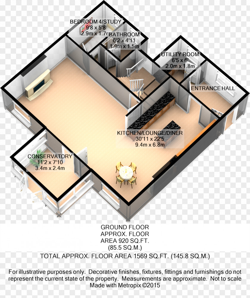 House 3D Floor Plan Open PNG