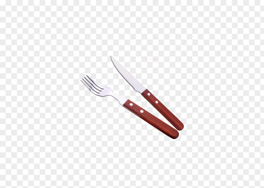Steak Knife And Fork Western Cutlery Set (red Wooden Handle) Handle PNG