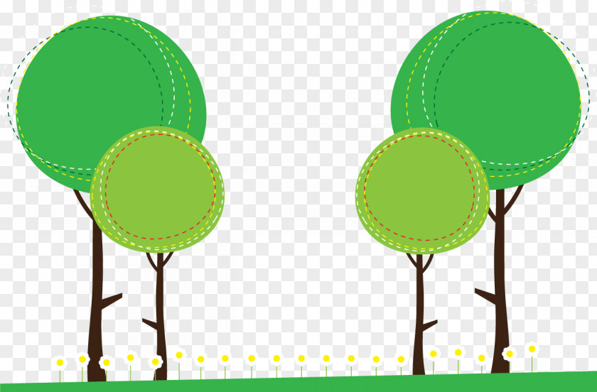 Vector Trees And Grass. Character Euclidean Clip Art PNG