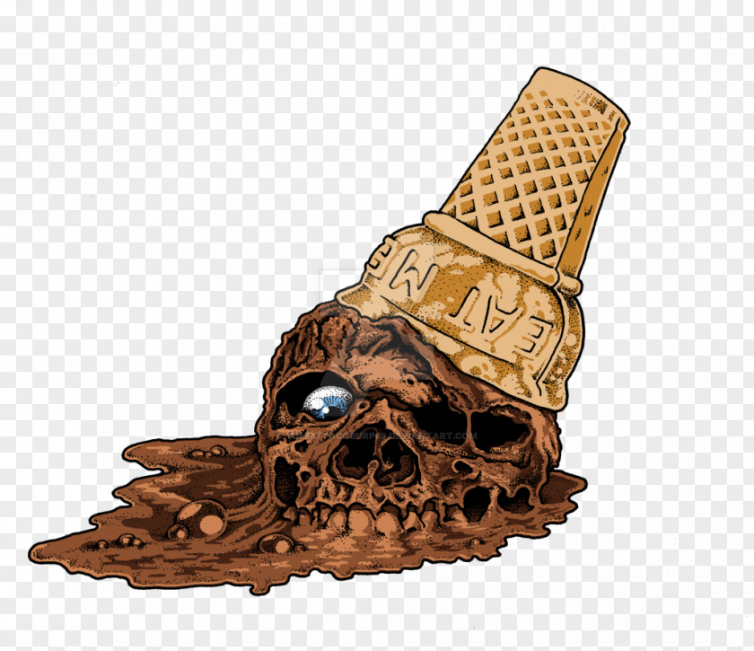 Yummy Chocolate Ice Cream Cones Skull Neapolitan PNG