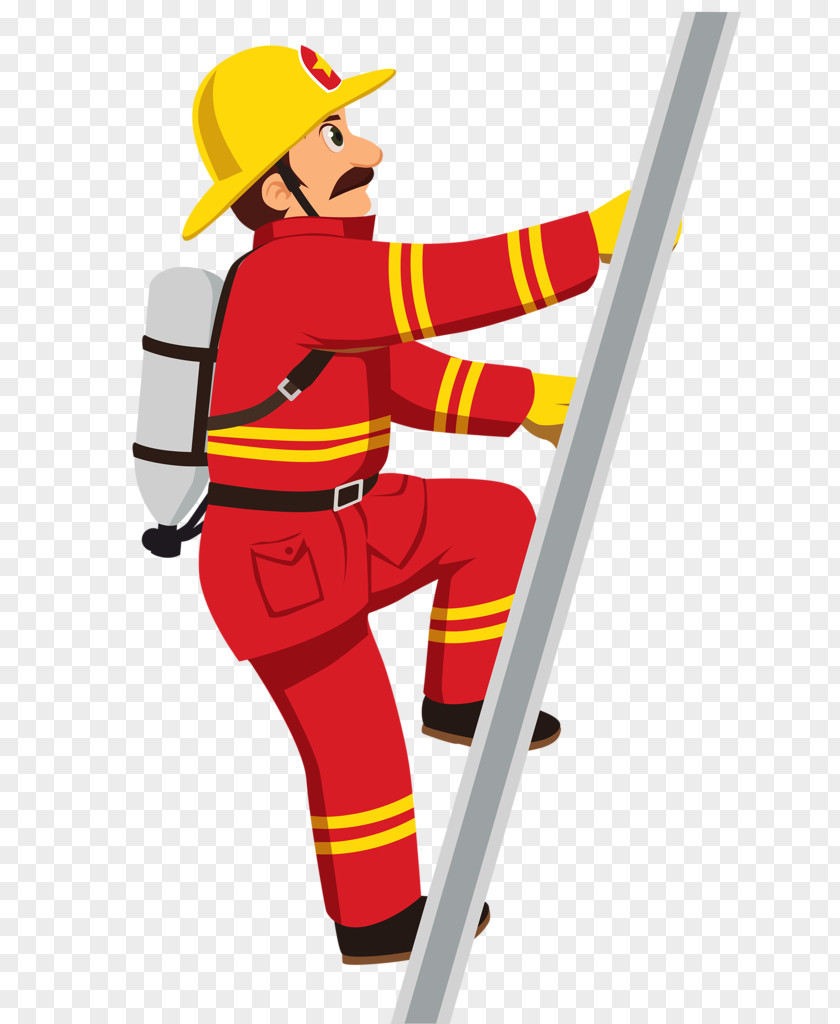 Cartoon Ladder Firefighter Fire Engine Department Hydrant Clip Art PNG