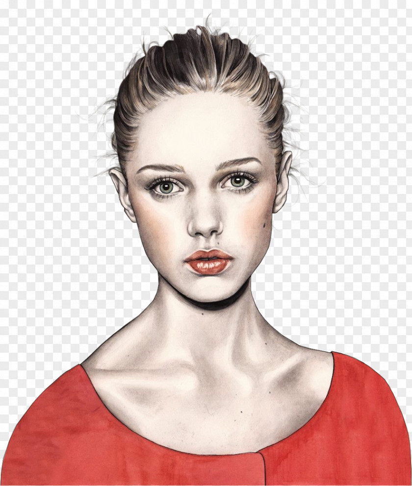 Portrait Fashion Illustration Drawing PNG