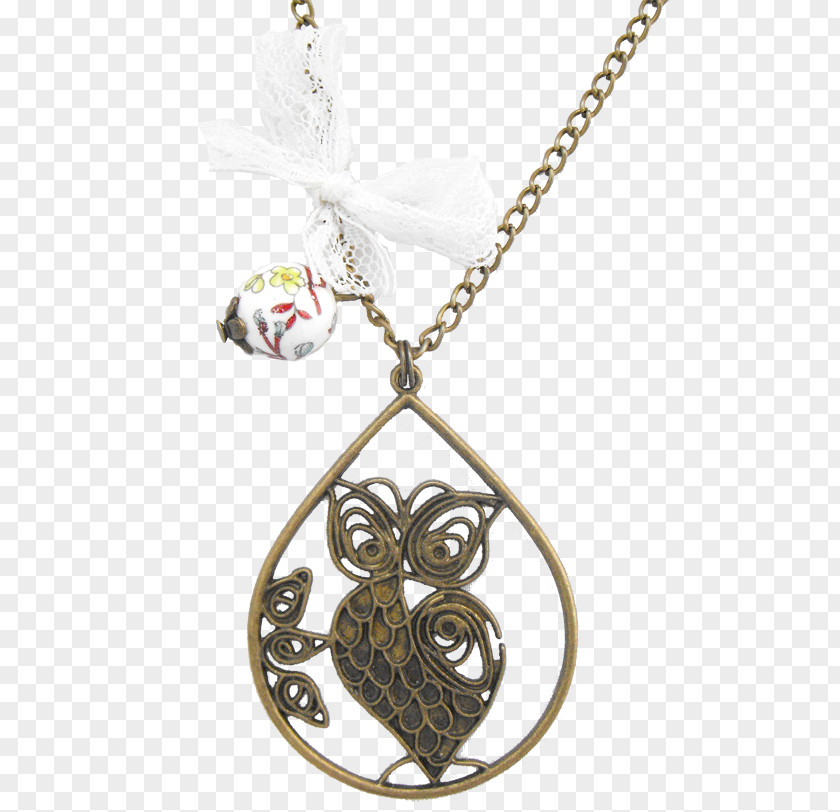 Owl Locket Little Necklace Mauve PNG