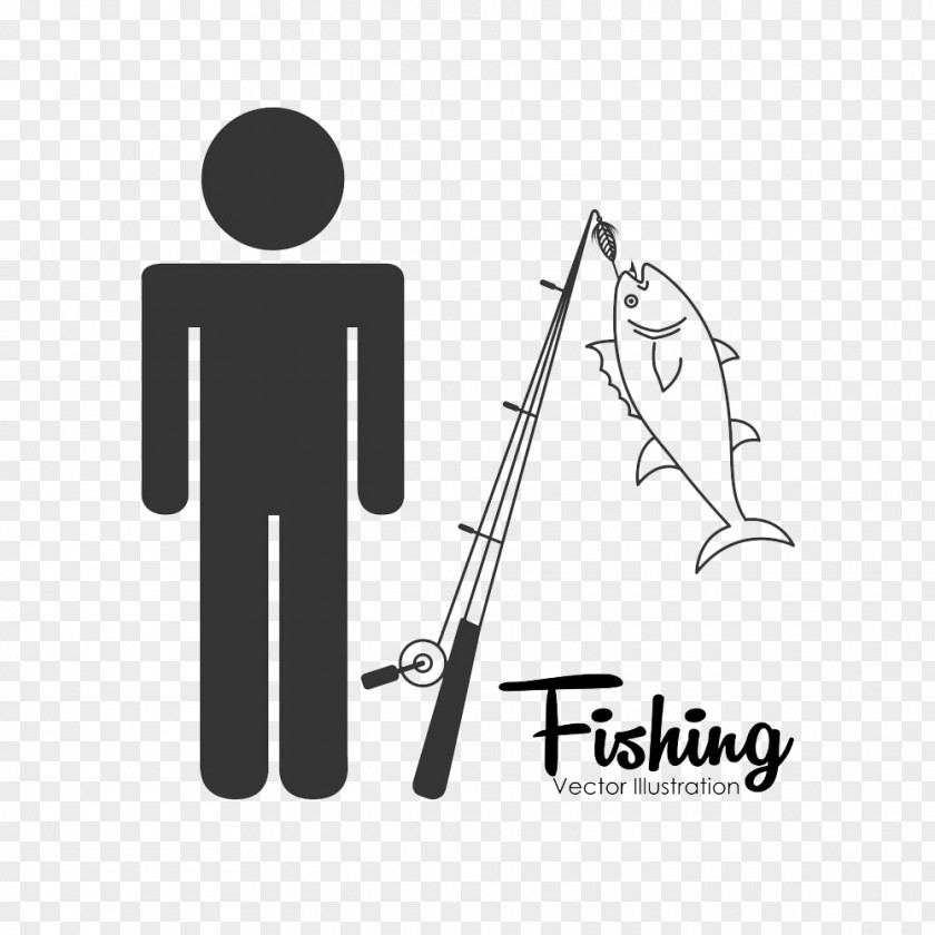 Fishing Rod And Silhouette Figures Female Gender Symbol PNG