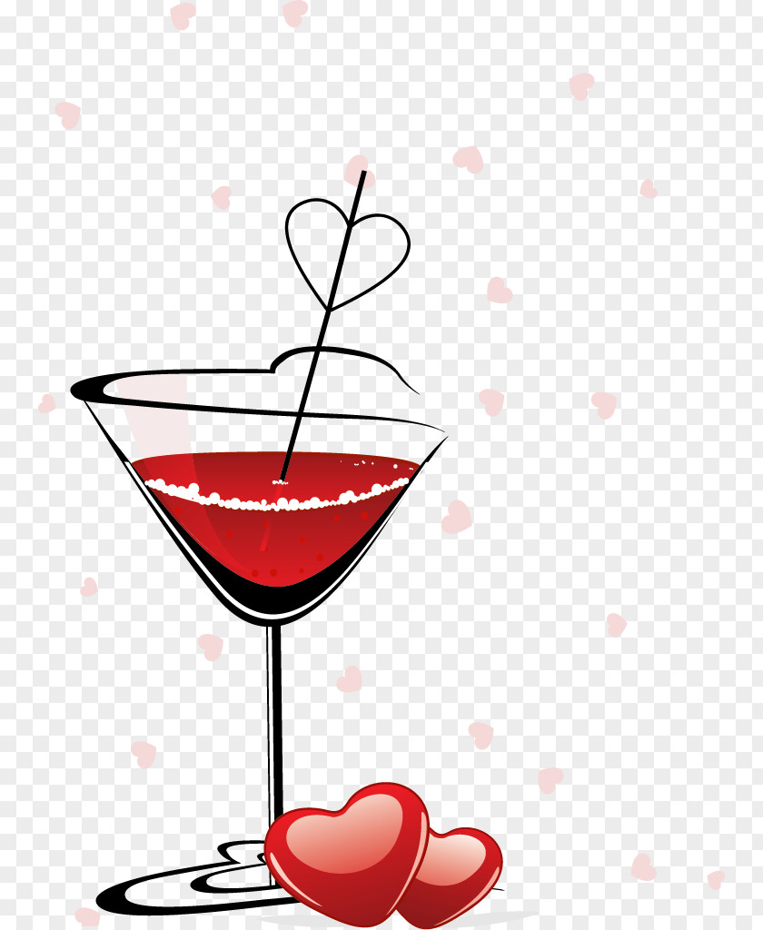 Vector Painted Cocktail Red Wine Glass PNG