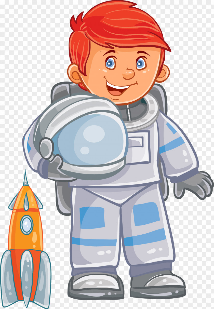Cartoon Hand Painting Astronaut Child Space Suit Stock Illustration PNG