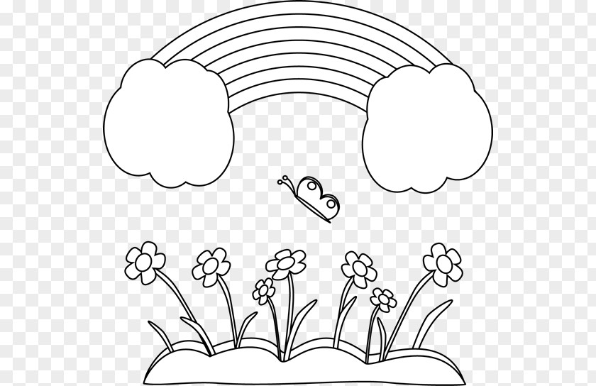 Rainbow Cliparts Black And White Coloring Book Drawing Clip Art PNG