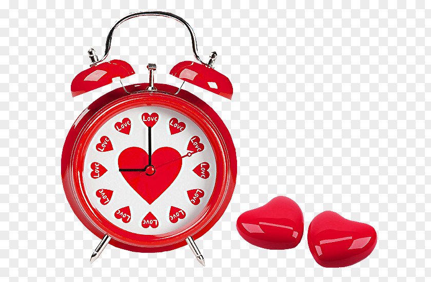 Red Hearts Love Clock Clipart Heart Alarm Wallpaper PNG