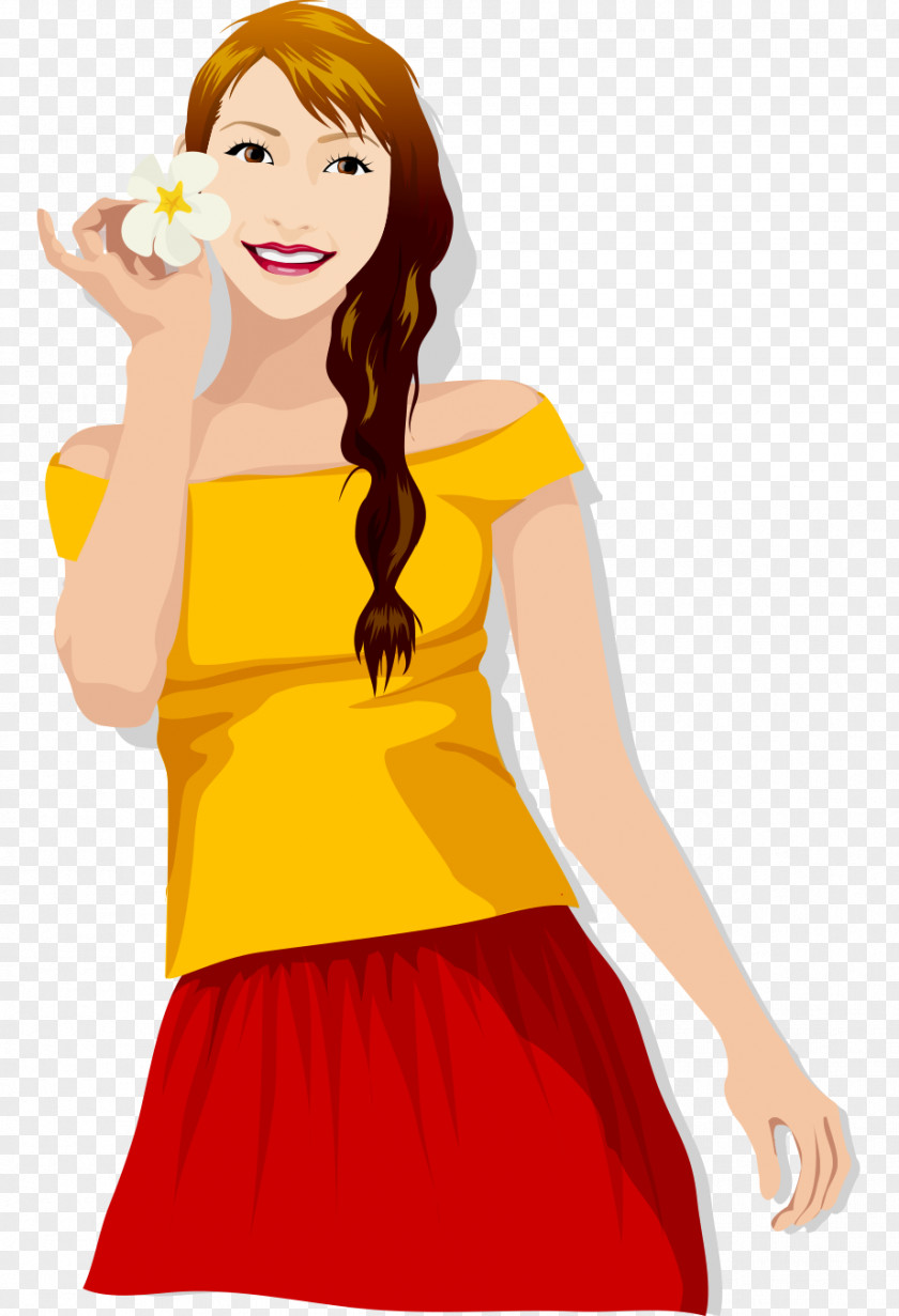 Take The Cartoon Hand-painted Flower Hair Beauty Clip Art PNG