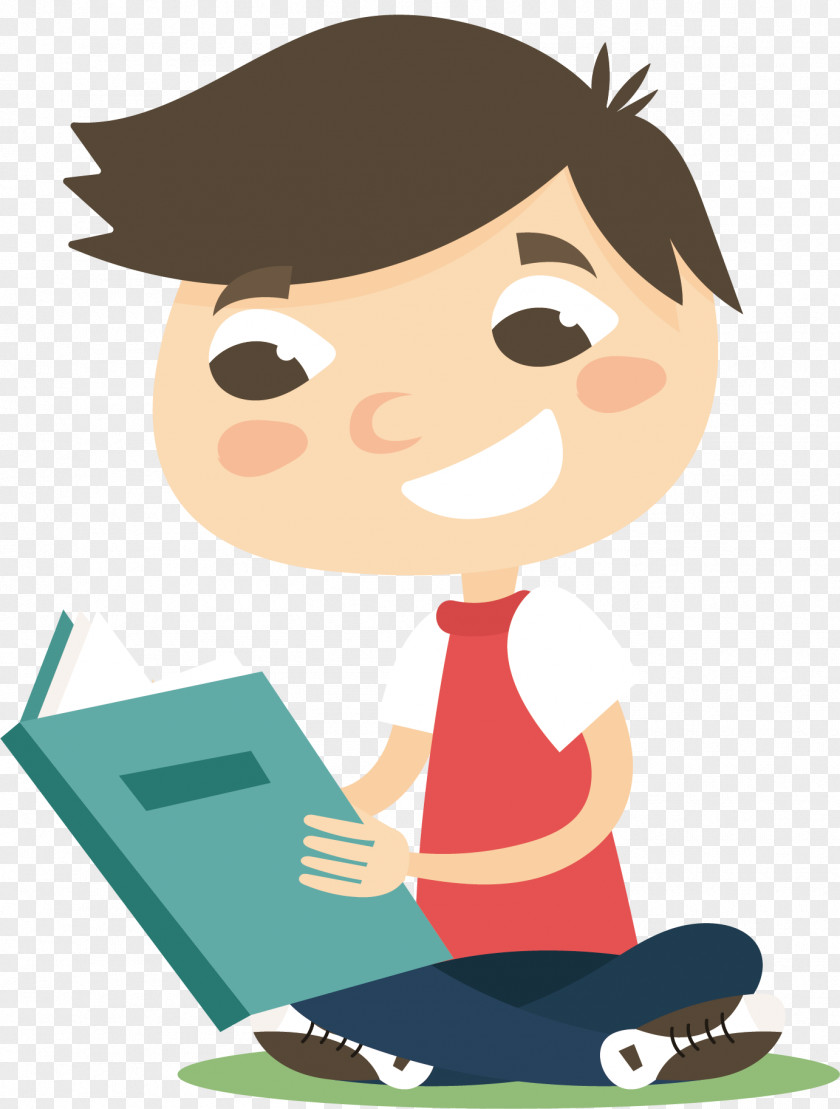 Vector Smile Smiling Boy Child Reading PNG