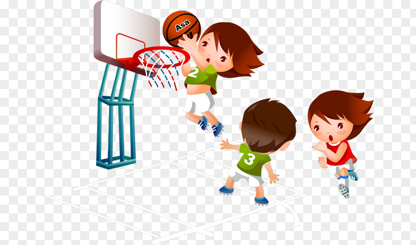 Kids Playing Basketball Cartoon Sport Clip Art PNG