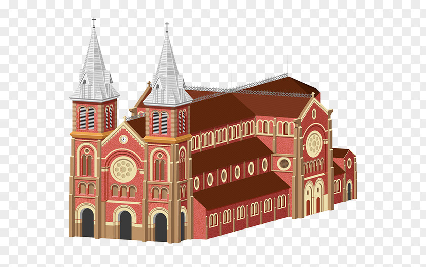 Cathedral Notre Dame Of Saigon Basilica Medieval Architecture Drawing PNG