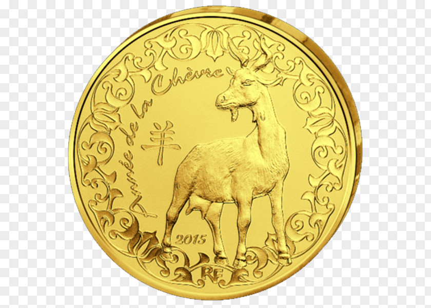 Coin Deer Gold Brass Euro PNG