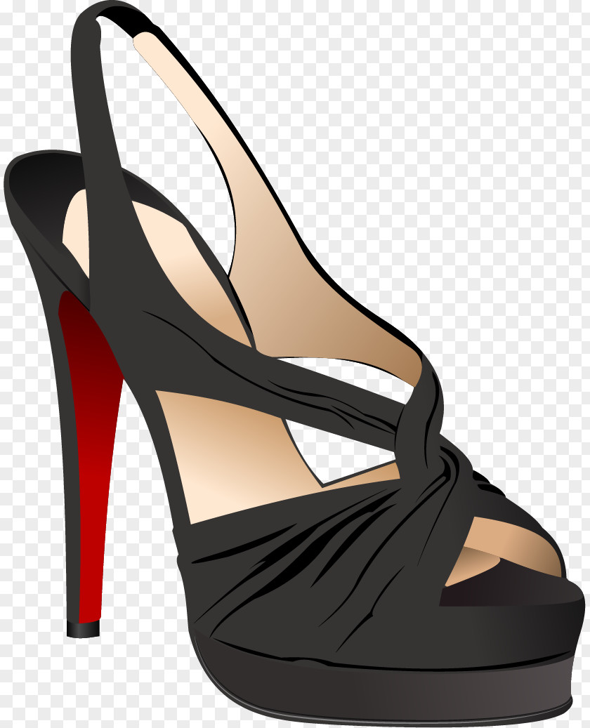 Black High Heels Shoe Sandal High-heeled Footwear Ballet Flat PNG