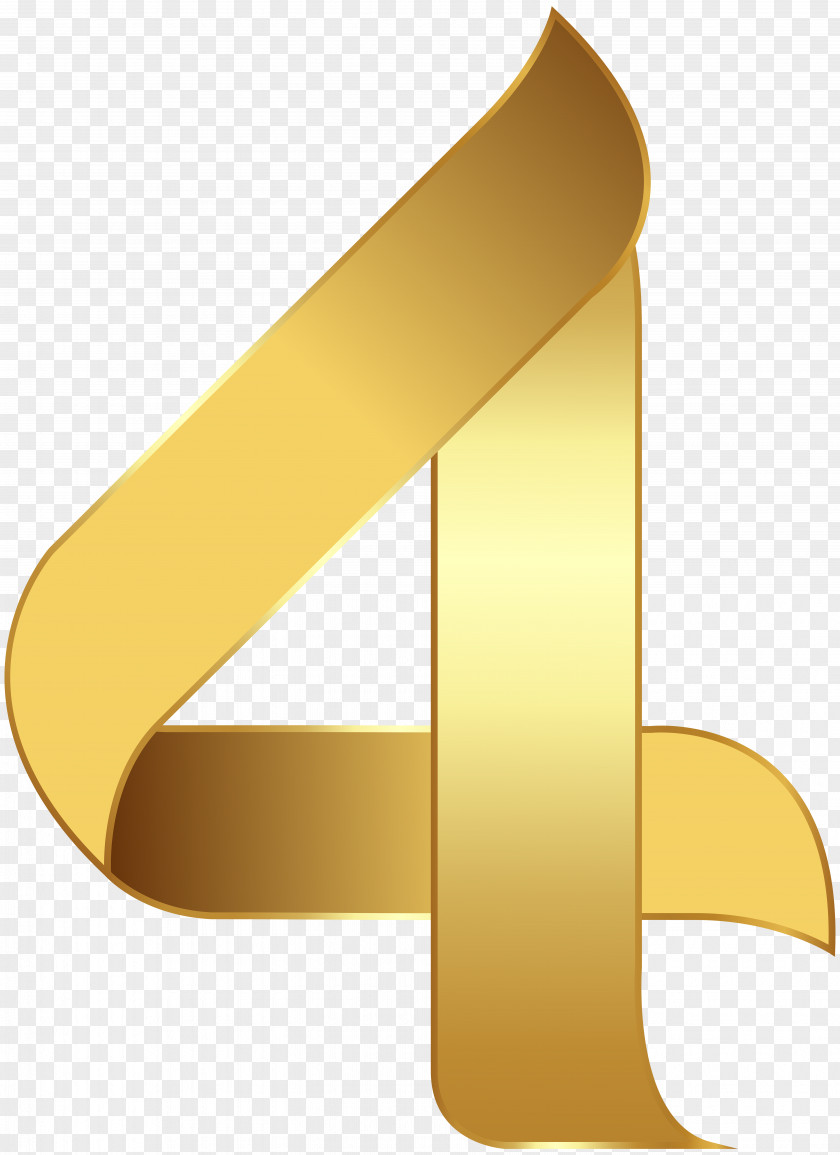 Golden Number Four Transparent Clip Art Image PNG