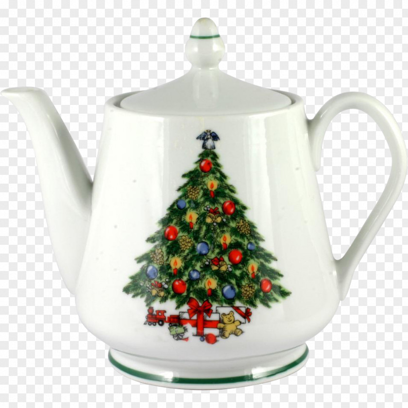 Santa Claus Teapot Christmas Ornament Porcelain PNG