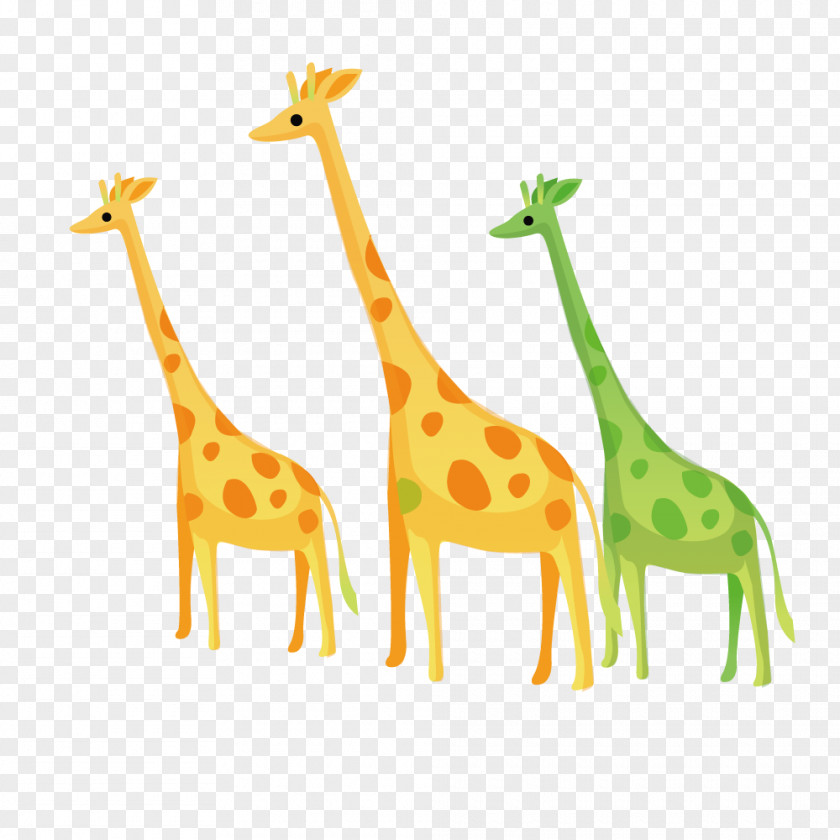 Cartoon Yellow Giraffe Green Drawing PNG