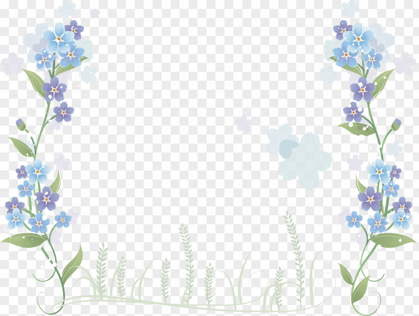 Hand-painted Blue Flowers Border Flower PNG