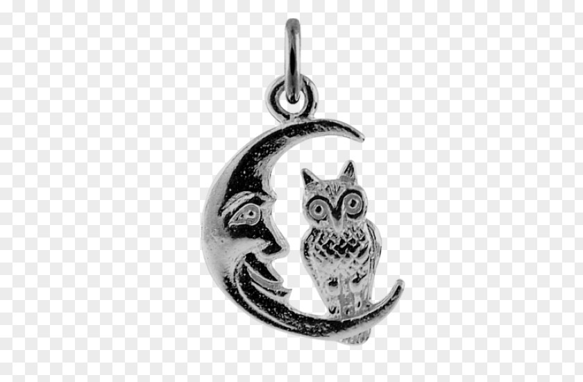 Owl Moon Locket Silver Body Jewellery PNG