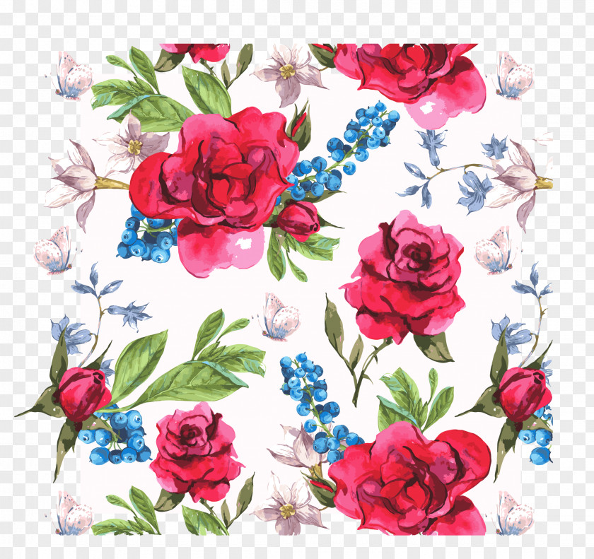 Red Watercolor Rose Vector Printed T-shirt Flower Top PNG