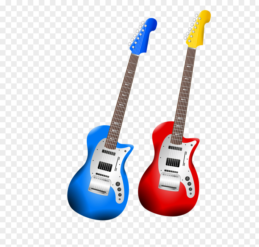 Two Electric Guitars Bass Guitar Acoustic Musical Instrument PNG