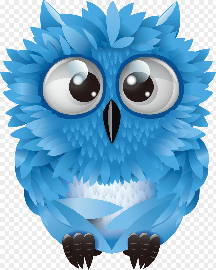 Vector Cute Blue Owl Clip Art PNG