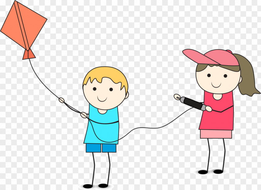 Child Flying A Kite Paper Banner PNG