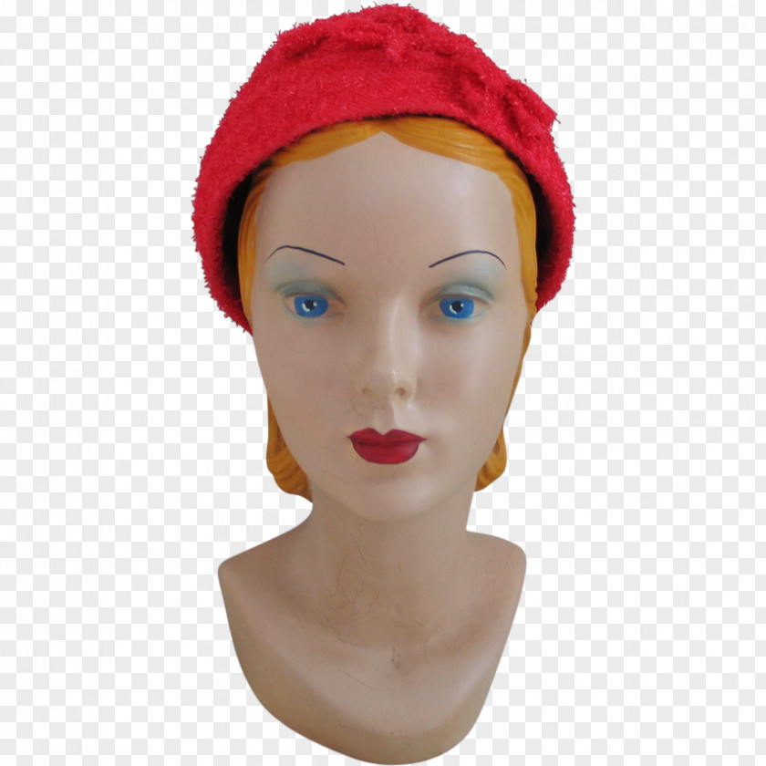 1960s Flower Hat Cap Flowerpot Red PNG