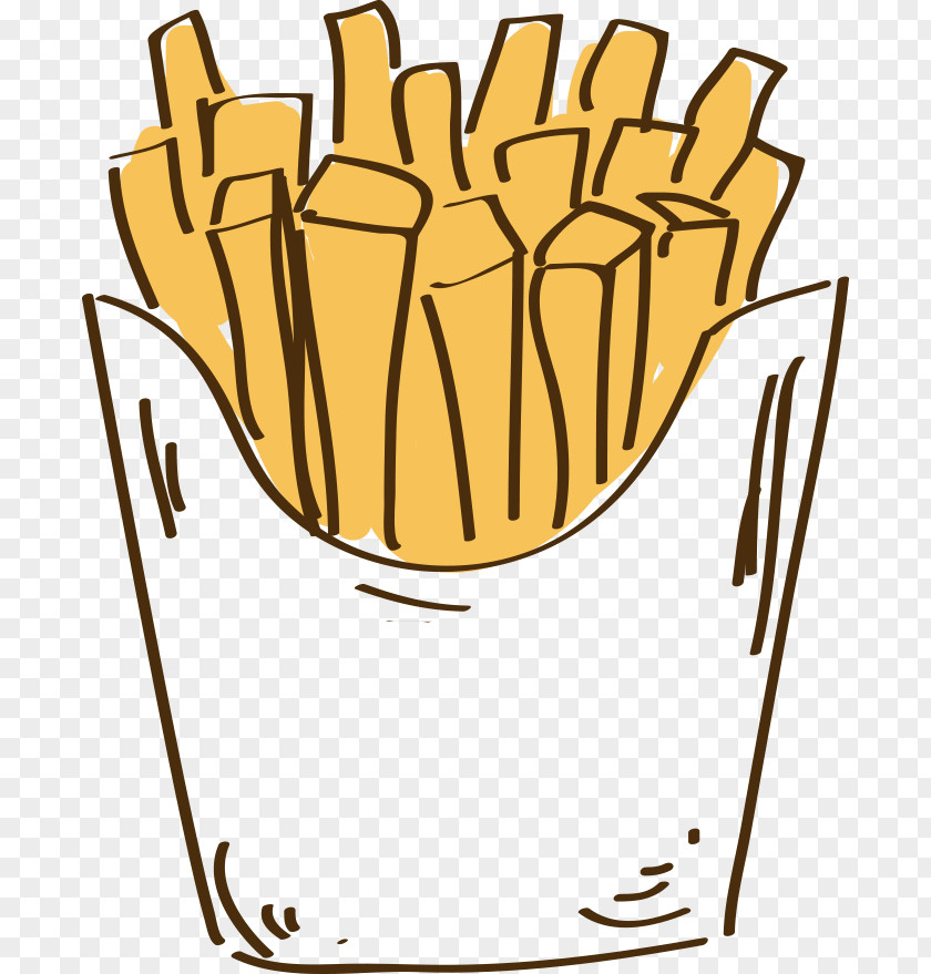 Hand-painted French Fries Hamburger Fried Chicken PNG