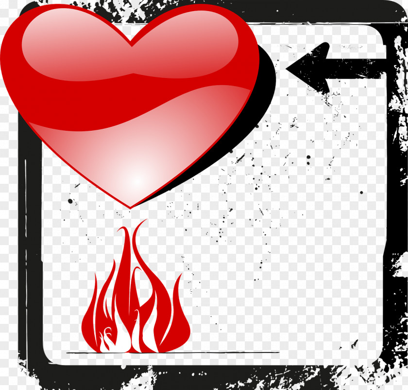 Raging Fire Heart Clip Art PNG