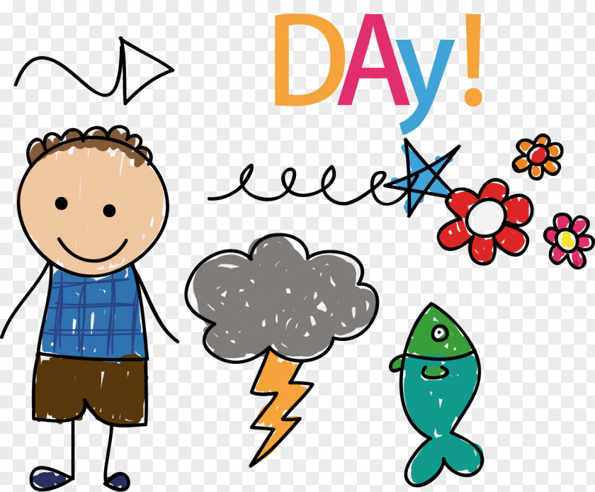 Children Fish Png Vector Elements Children's Day Drawing Clip Art PNG