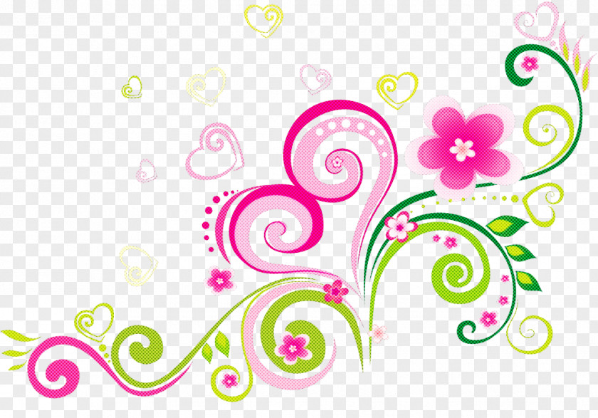 Plant Sticker Pink Text Line Pattern PNG