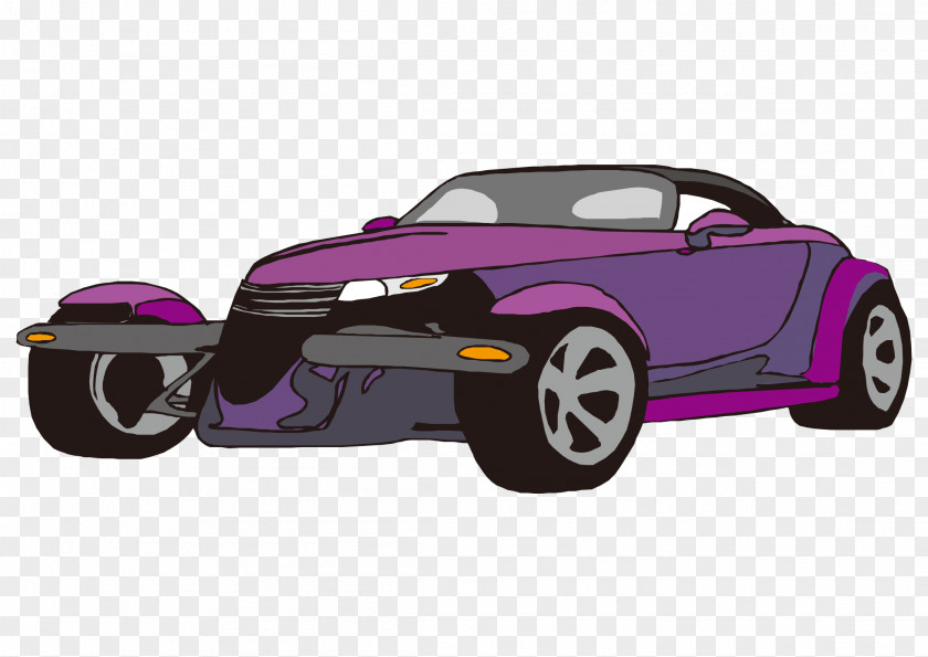 Cartoon Hand-painted Vector Purple High-end Sports Car Plymouth Prowler Compact PNG