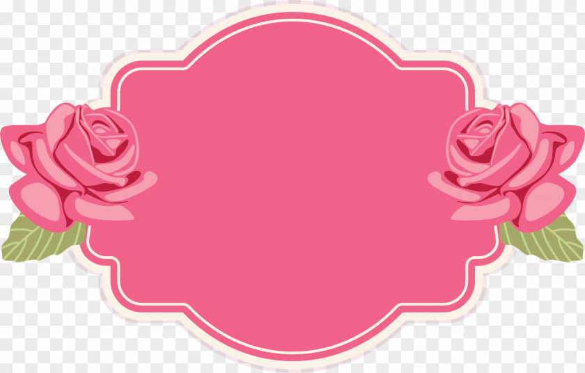 Hand Painted Pink Rose Text Label Shabby Chic Wedding Invitation Pattern PNG