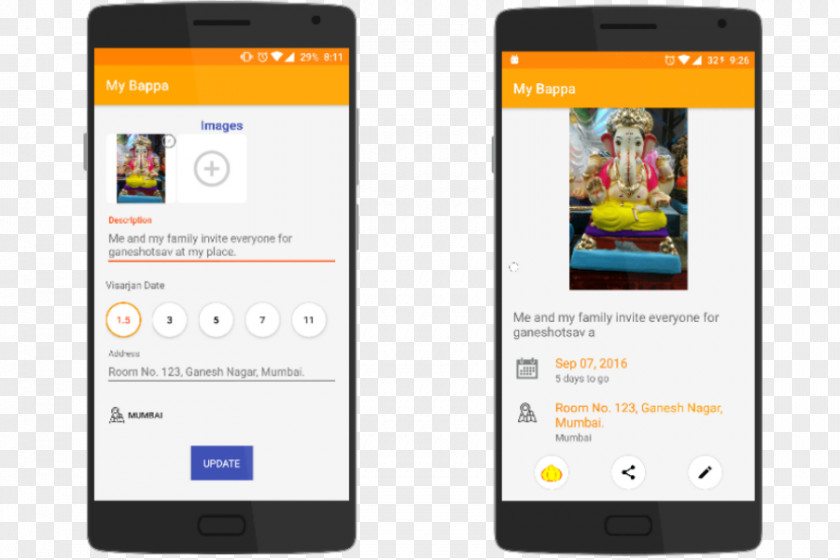 Ganpati Bappa Morya Feature Phone Smartphone Multimedia Display Advertising PNG
