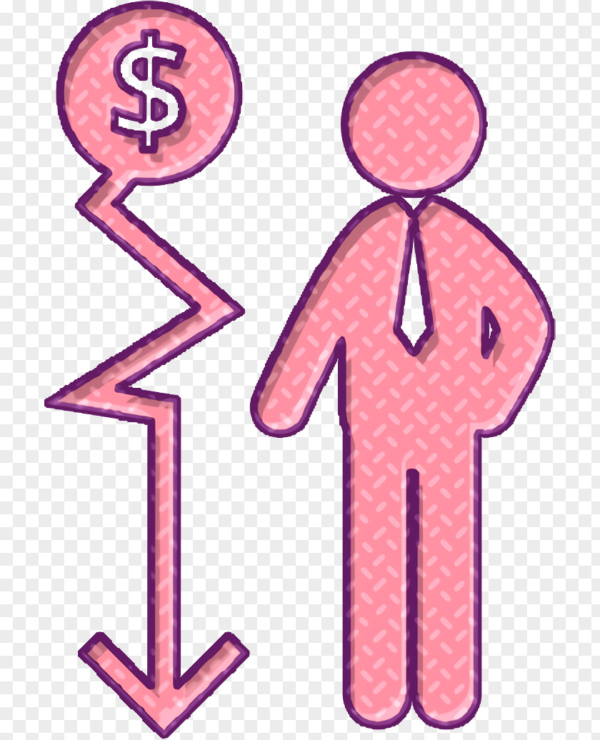 Man Icon Descending Money Arrow Graphic And A Businessman Human Pictos PNG