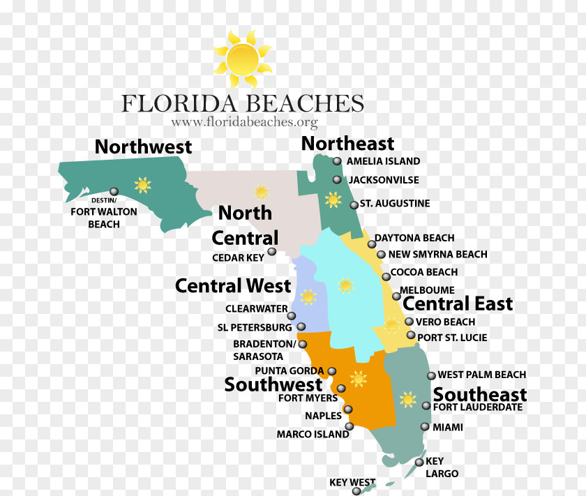 Map Of Florida Cities Jacksonville Beaches Destin Miami Beach PNG