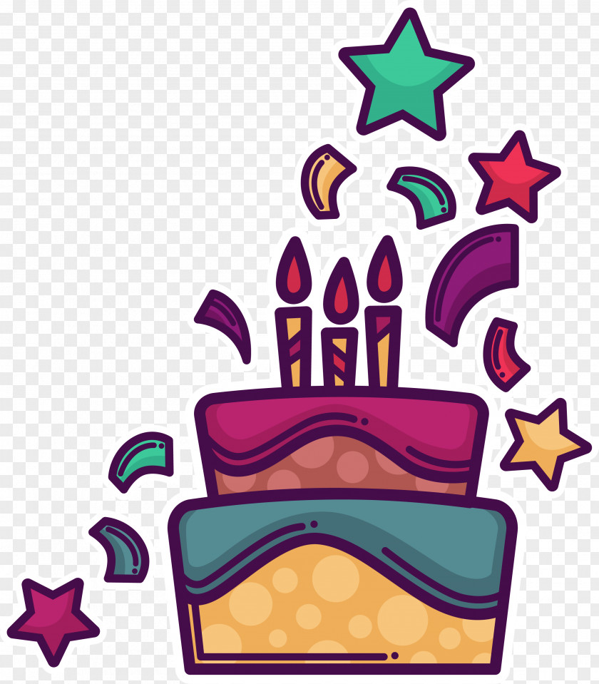 Purple Cartoon Birthday Cake Clip Art PNG