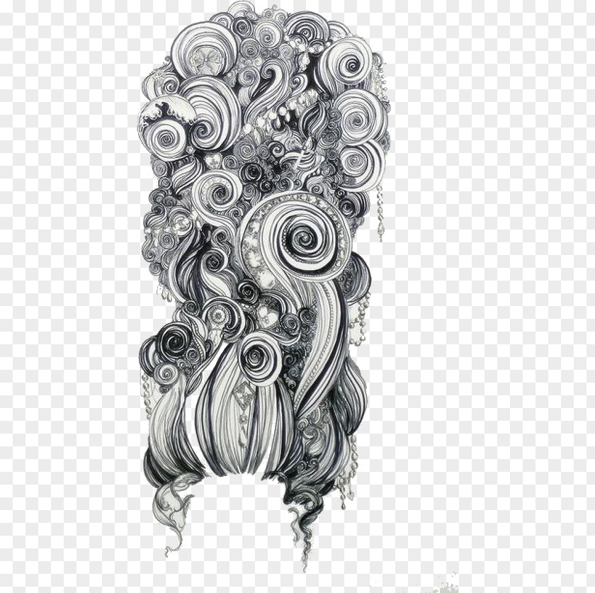 Hair Zentangle Drawing Illustration Hairdresser Sketch PNG
